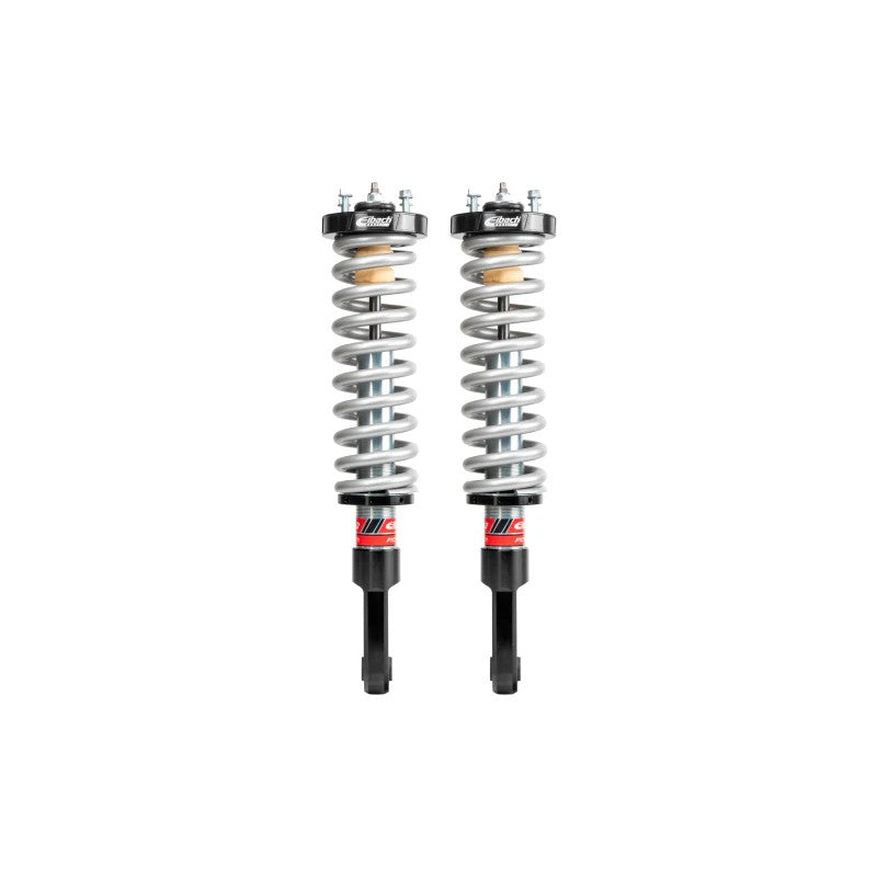 Eibach Pro-Truck Coilover 2.0 front assemblies with silver race springs and black anodized aluminum mounts.