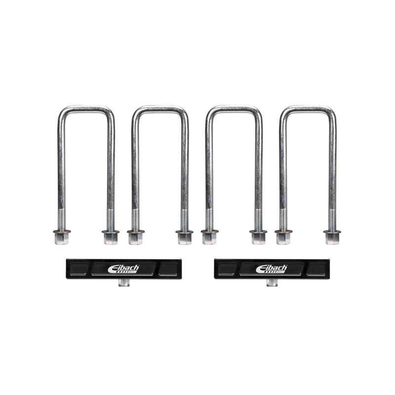Eibach Pro-Truck 1-inch billet aluminum rear lift blocks with extended U-bolts and steel centering pins for Ford F-150.