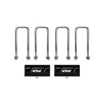 Eibach PRO-TRUCK 1-inch anodized billet aluminum rear lift blocks with heavy-duty steel centering pins and extended U-bolts.