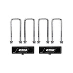 Eibach Pro-Truck anodized 6061-T6 billet aluminum 1.5-inch rear lift blocks with heavy-duty extended U-bolts and hardware.