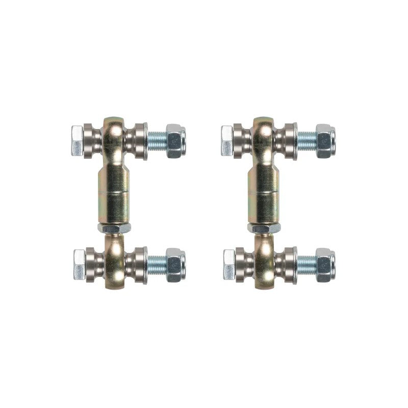 Eibach front adjustable sway bar end links with chromoly rod ends and gold-colored hex adjustment bodies
