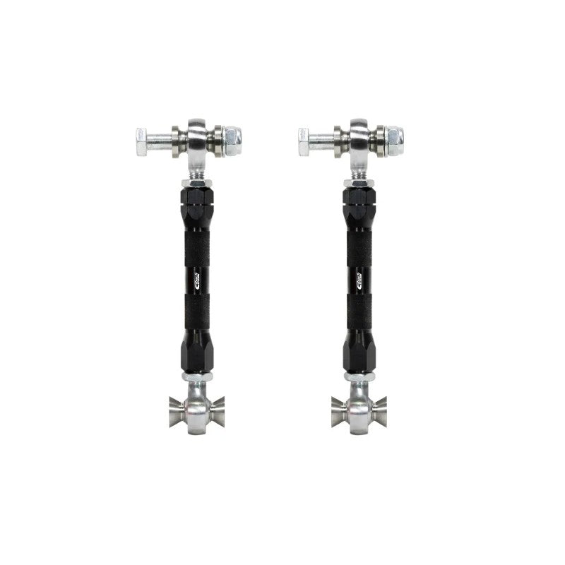 Pair of Eibach rear adjustable end links with chromoly rod ends and silver hex bodies for 2020-2026 Chevrolet Corvette.