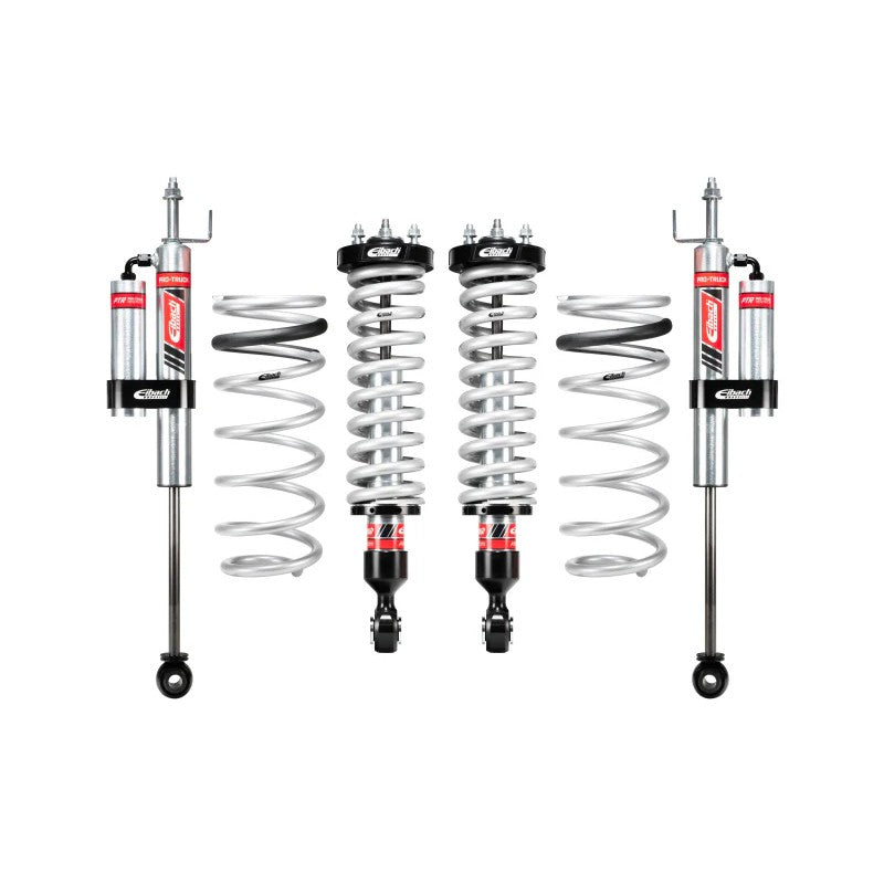 Eibach Pro-Truck Lift Kit Stage 2R including front coilovers, rear external reservoir shocks, and red Pro-Lift springs