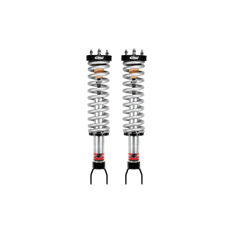 Eibach Pro-Truck Coilover 2.0 front suspension assembly with silver ERO springs and black billet aluminum mounts.