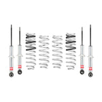 Eibach PRO-TRUCK-LIFT Stage 1 suspension system including four silver coil springs and four silver shocks.