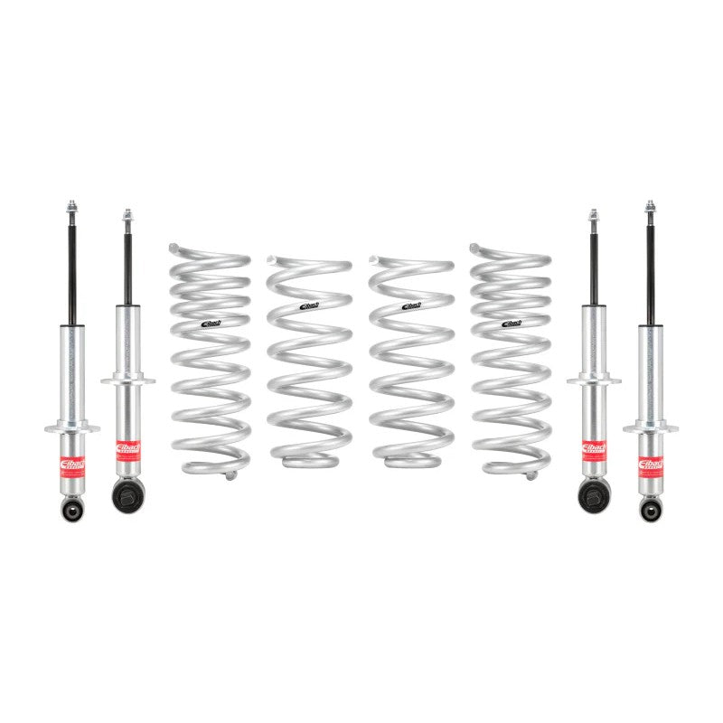 Eibach Pro-Truck-Lift Stage 1 suspension kit with silver monotube shocks and black coil springs for 2021-2024 Suburban