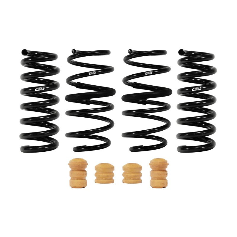 Four black Eibach PRO-KIT progressive rate lowering springs for 2021-2025 Ford Mustang Mach-E GT.