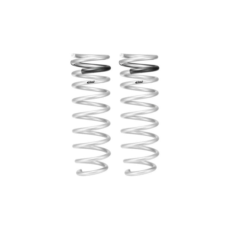 Two red Eibach Pro-Lift-Kit rear coil springs for 2022-2025 Ford Bronco Raptor with Fox E-Shocks.