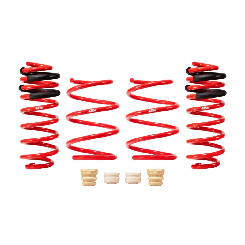 Set of four red Eibach Sportline lowering springs for 2023-2026 Toyota Prius.