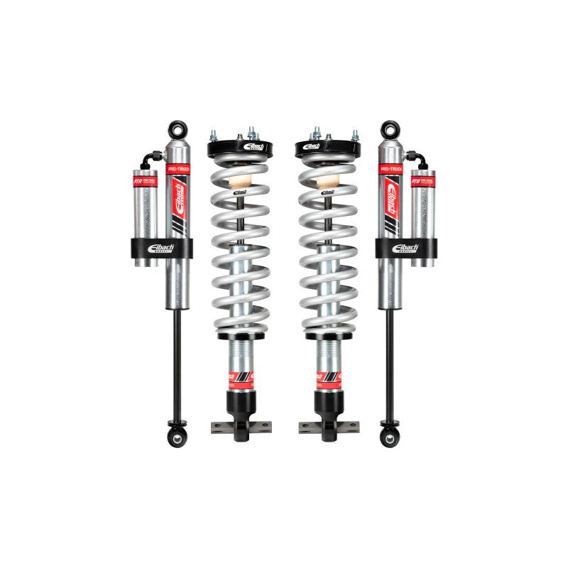 Eibach Stage 2R suspension system featuring front adjustable coilovers and rear shocks with external reservoirs