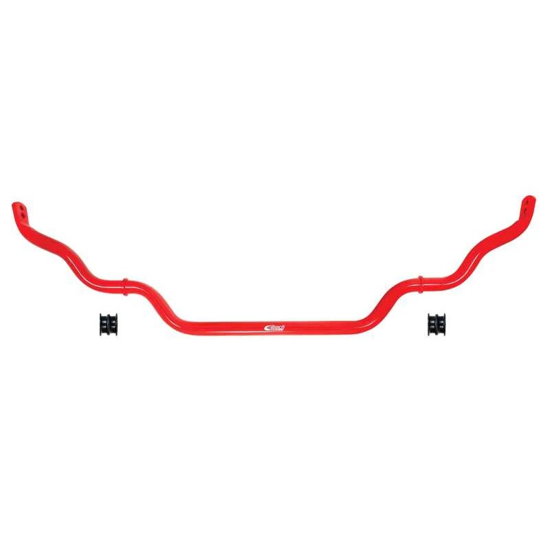 Eibach 32mm red powder-coated front stabilizer bar for Nissan and Infiniti with included bushings and hardware.