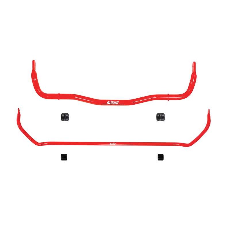 Eibach 35mm front and 22mm rear anti-roll stabilizer bars with included mounting hardware and bushings.