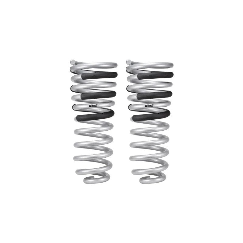 Pair of silver Eibach Pro Lift Kit heavy-duty rear coil springs for 2014-2018 Ram 2500 trucks.