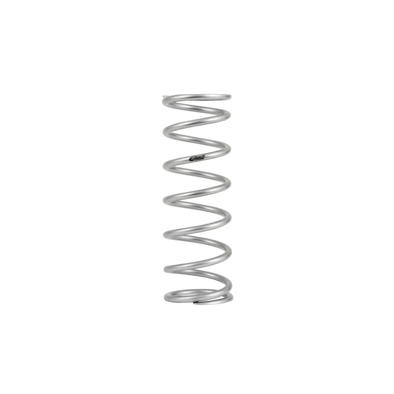 Silver Eibach ERS coilover race spring with 14-inch length and 3-inch inner diameter.