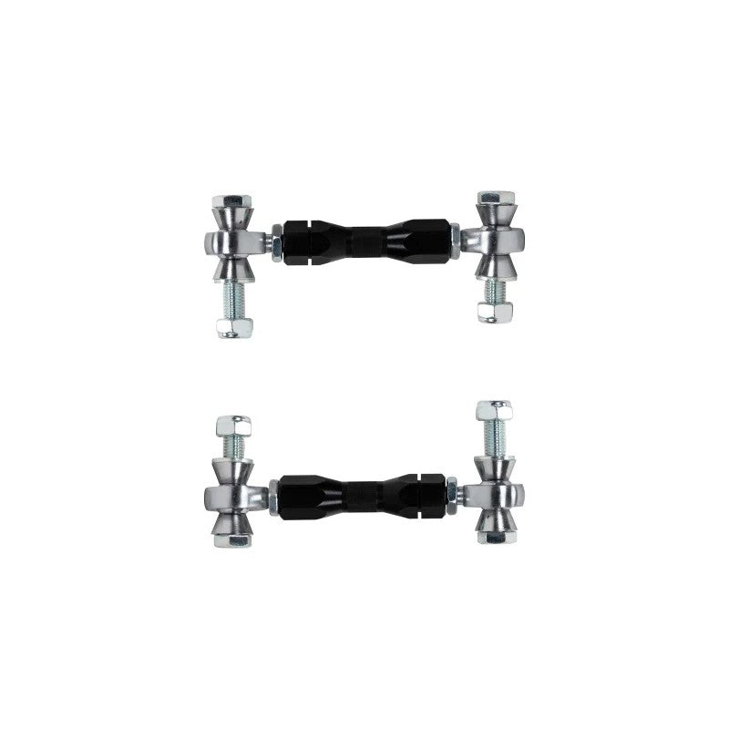 Eibach adjustable front anti-roll end links with chromoly rod ends and hex bodies for Tesla Model 3.