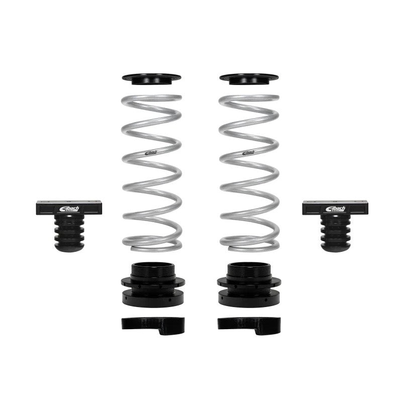 Eibach rear load-leveling kit featuring red ERO race springs and silver billet aluminum threaded seats for Toyota 4Runner