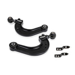 Adjustable Eibach Pro-Alignment rear camber arm with red bushings and silver finish