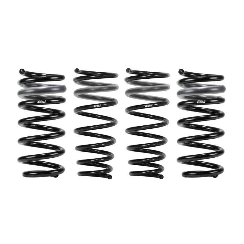 Set of four black Eibach Pro-Kit lowering springs for Porsche 911 992 chassis.