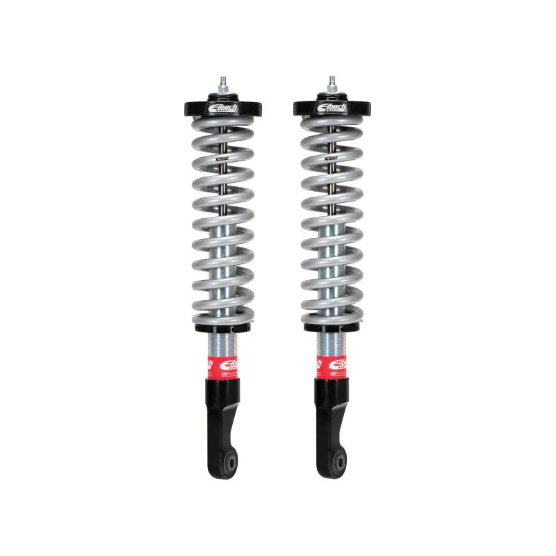 Eibach PRO-TRUCK 2.0 front coilover assembly with red springs and silver 46mm monotube shock body for Toyota Tundra.