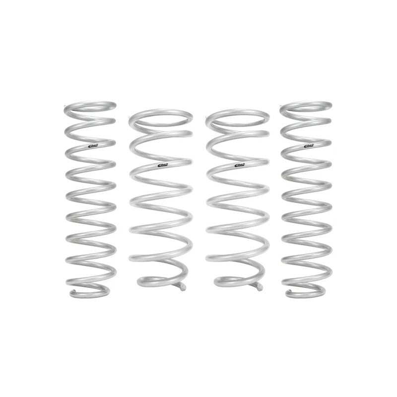 A pair of silver Eibach Pro-Lift-Kit rear lift springs for the 1991-1997 Toyota Land Cruiser.