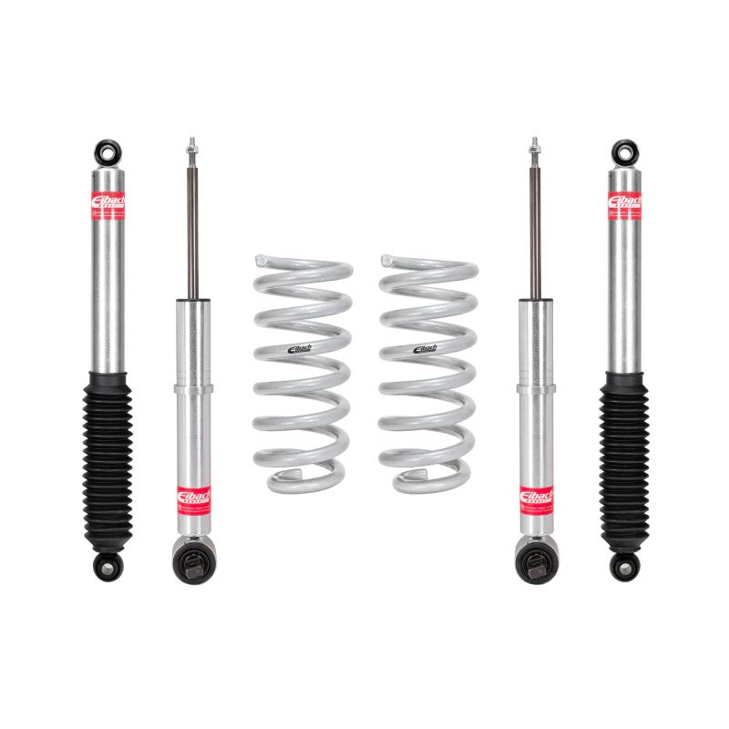 Eibach PRO-TRUCK-LIFT Stage 1 suspension kit including silver coil springs and performance shocks.
