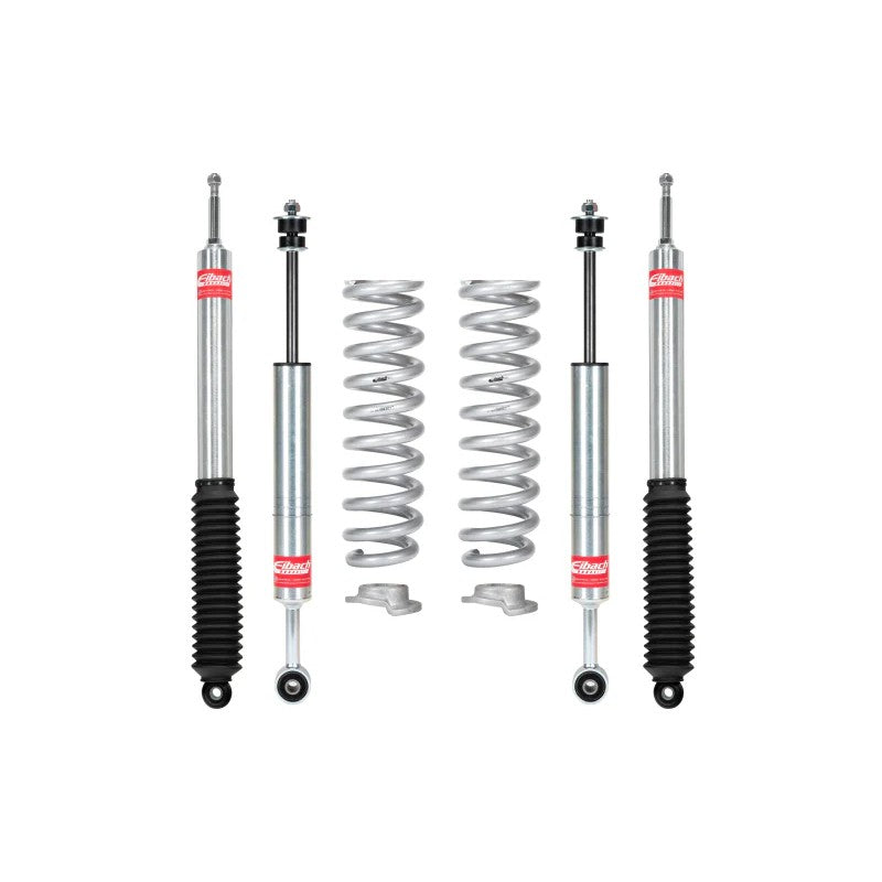 Eibach Pro-Truck Stage 1 lift system with silver coil springs and performance shock absorbers for Toyota Tundra