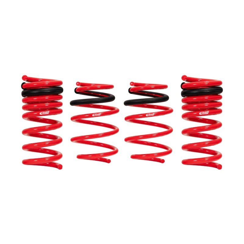 Set of four red Eibach Sportline lowering springs for 2005-2010 Chevrolet Cobalt.