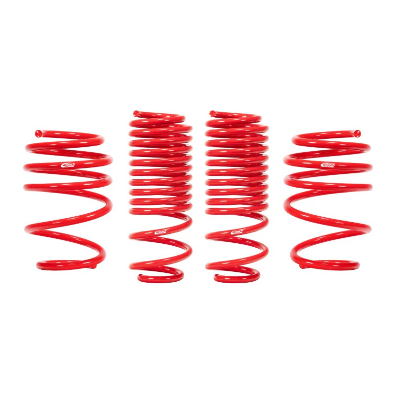 Four red Eibach Sportline lowering springs for the 2017-2021 Honda Civic Type R.
