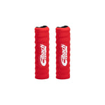 A pair of black Eibach protective spring bags with Velcro split openings for coilover suspension protection.