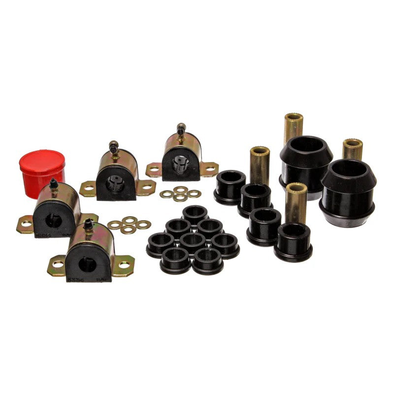 Energy Suspension Hyper-Flex Master Bushing Set in black polyurethane for 2000-2005 Toyota Celica models.
