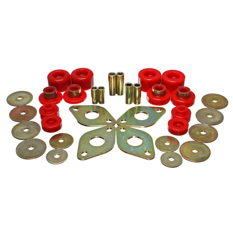Energy Suspension 8.4107R red Hyper-Flex polyurethane body cab mount set for 2001-2004 Toyota Tacoma.