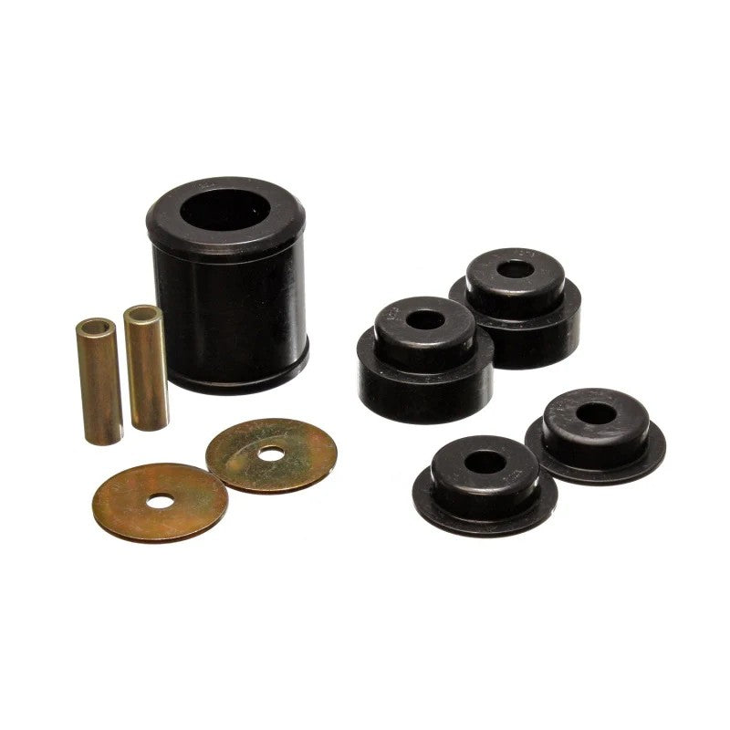 Black Energy Suspension Hyper-Flex polyurethane rear differential bushing set for Nissan 350Z and Infiniti G35.