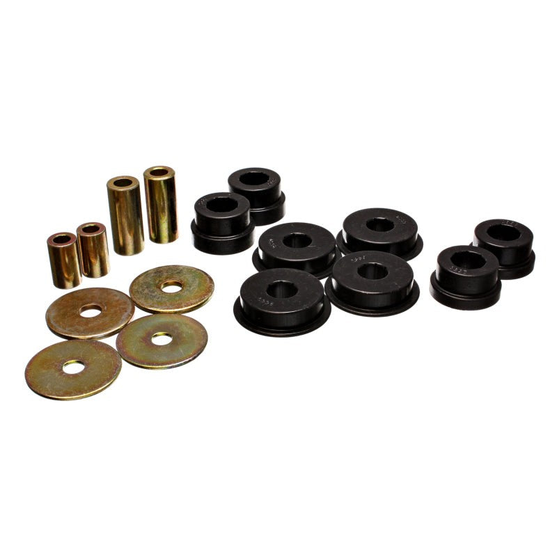 Energy Suspension 5.1108G black Hyper-Flex polyurethane rear differential and mustache bar bushing kit.