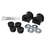 Energy Suspension black Hyper-Flex polyurethane 17mm rear sway bar bushings and mounting hardware kit.