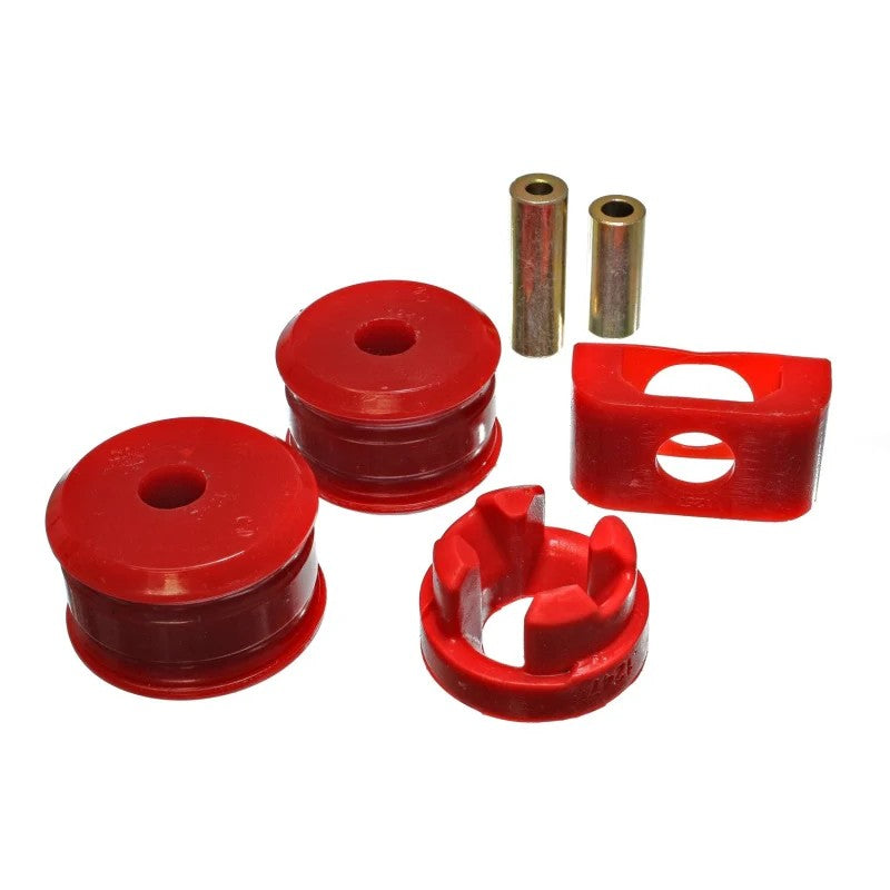 Set of three red Energy Suspension Hyper-Flex polyurethane motor mount inserts for 2005-2006 Scion xB
