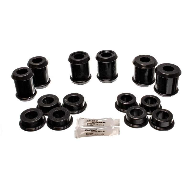 Energy Suspension black Hyper-Flex polyurethane rear control arm bushing set for 1997-2013 Corvette and Cadillac XLR.