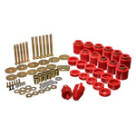 Red Energy Suspension Hyper-Flex polyurethane 1-inch body lift mount kit for 1997-2006 Jeep Wrangler.