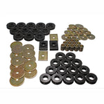 Energy Suspension 3.4106G black Hyper-Flex polyurethane body mount bushings with steel rings for 1955-1957 Chevy Bel Air.
