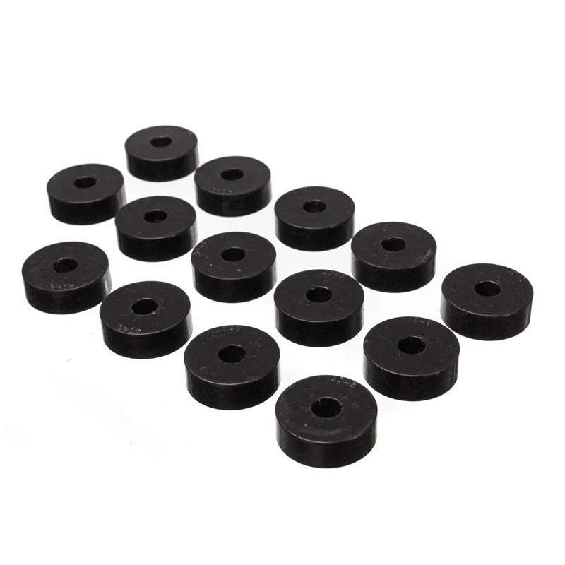 Energy Suspension black Hyper-Flex polyurethane body mount bushings and components for 1955-1973 Jeep CJ5