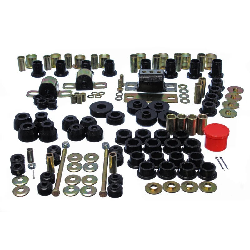 Energy Suspension 3.18123G black Hyper-Flex polyurethane master bushing kit for 1963-1982 Chevrolet Corvette.