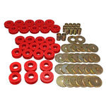 Energy Suspension Hyper-Flex 3.4111R polyurethane body mount kit with molded-in zinc-plated steel rings.