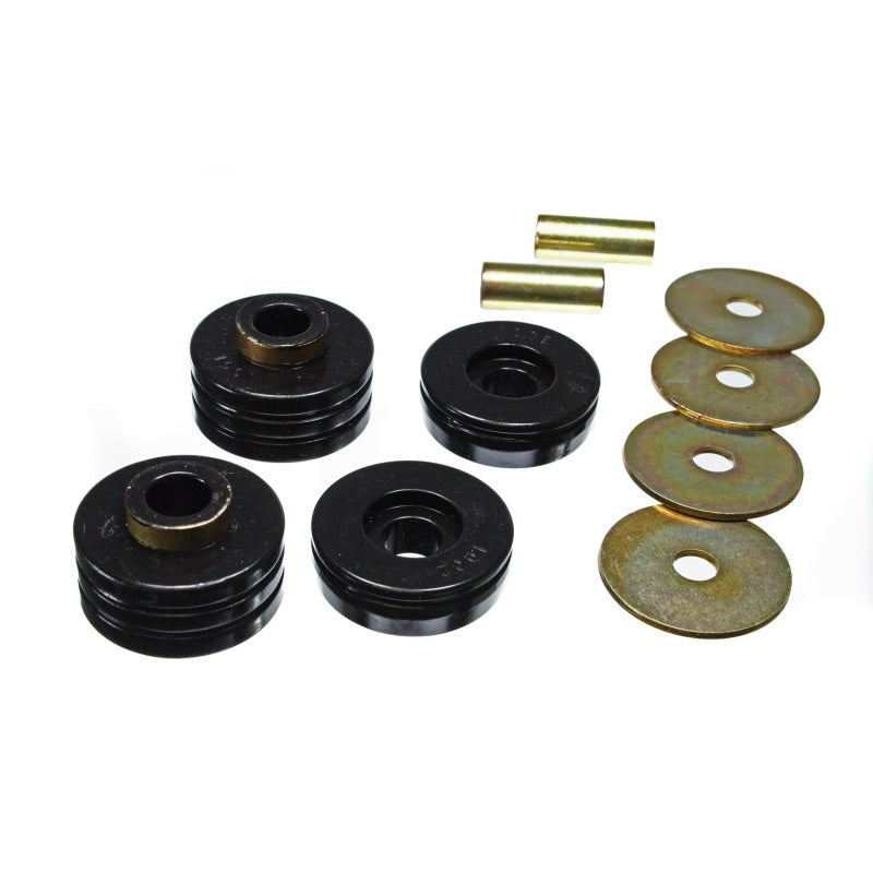 Energy Suspension black Hyper-Flex polyurethane transmission mount set with hardware for 1966-1977 Ford Bronco 4WD.