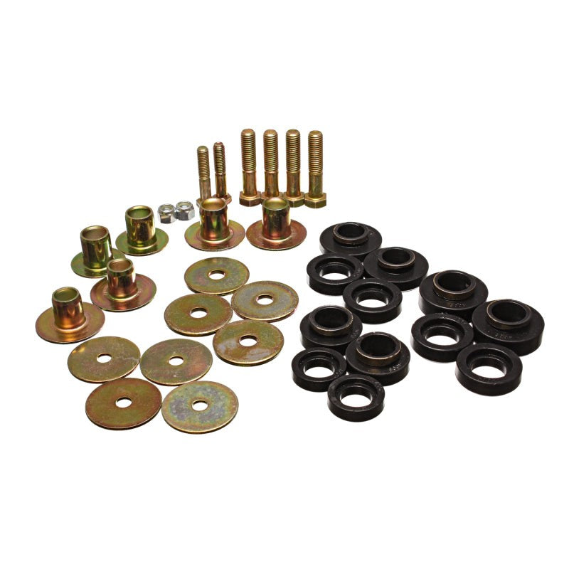 Black Energy Suspension Hyper-Flex polyurethane body subframe mounts with integrated zinc-plated steel rings