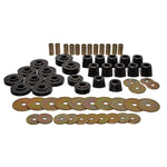 Black Energy Suspension Hyper-Flex polyurethane body mount bushings with molded-in zinc-plated steel rings.