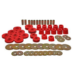 Red Energy Suspension Hyper-Flex polyurethane body mount bushings with steel rings for 1969-1972 Blazer and GMC Jimmy.