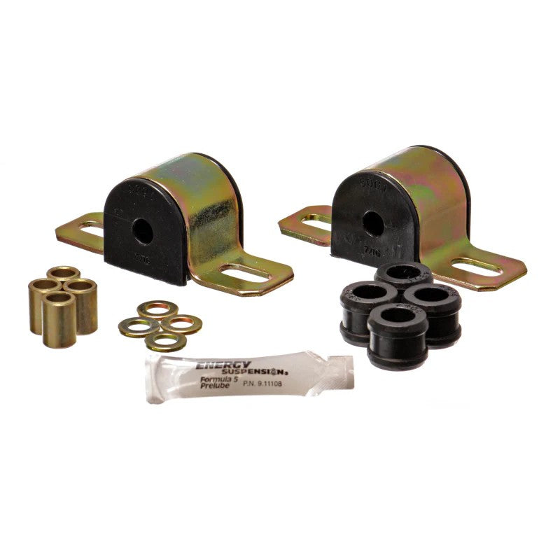 Energy Suspension 3.5153G black Hyper-Flex polyurethane rear sway bar bushings for 7/16-inch stabilizer bars.