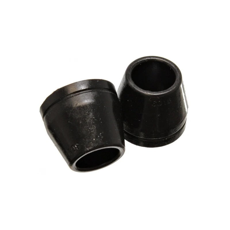 Four black Hyper-Flex polyurethane McPherson strut bump stops for 1970-1978 Nissan 240Z, 260Z, and 280Z.