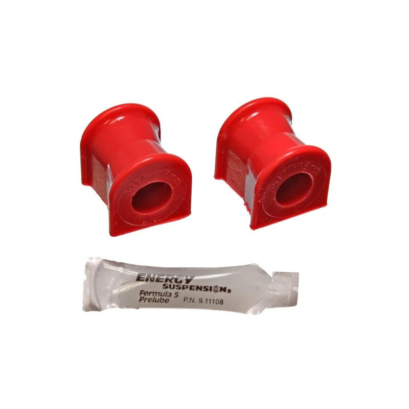 Energy Suspension red 18mm Hyper-Flex polyurethane front sway bar frame bushings for Nissan 240Z, 260Z, and 280Z.