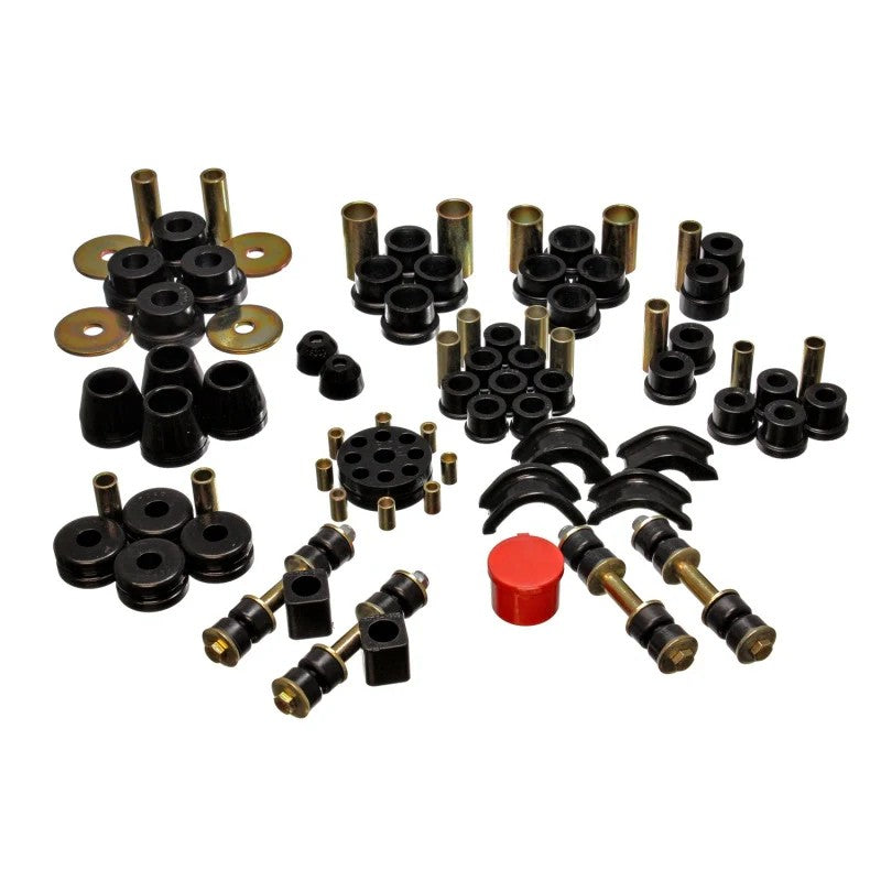 Black Energy Suspension Hyper-Flex polyurethane master bushing set for 1974-1978 Nissan 260Z and 280Z.