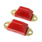 Energy Suspension Hyper-Flex red polyurethane bump stop with integrated metal mounting plate for Jeep and Camaro.